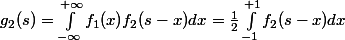 g_2(s) = \int_{-\infty}^{+\infty} f_1(x)f_2(s-x)dx = \frac{1}{2} \int_{-1}^{+1} f_2(s-x)dx